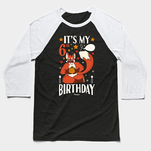 It's My 6th Birthday Fox Baseball T-Shirt by Tesszero